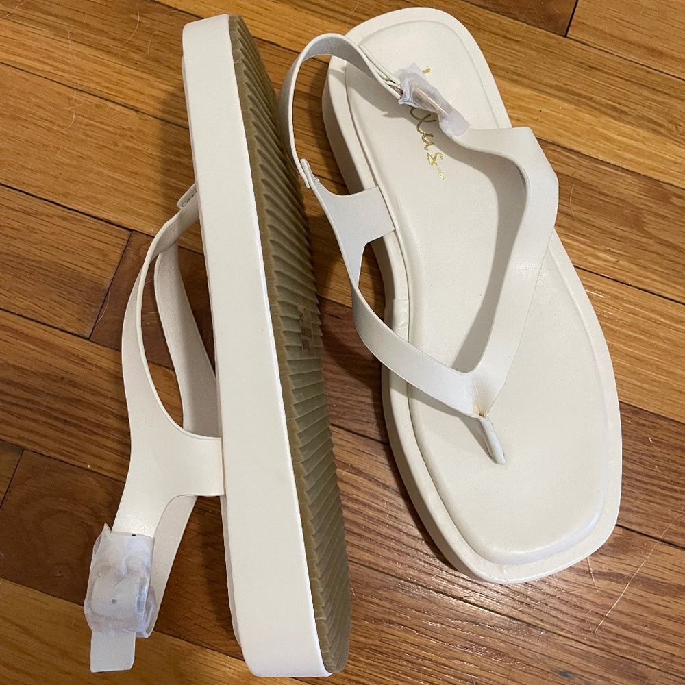 White thong platform sandals